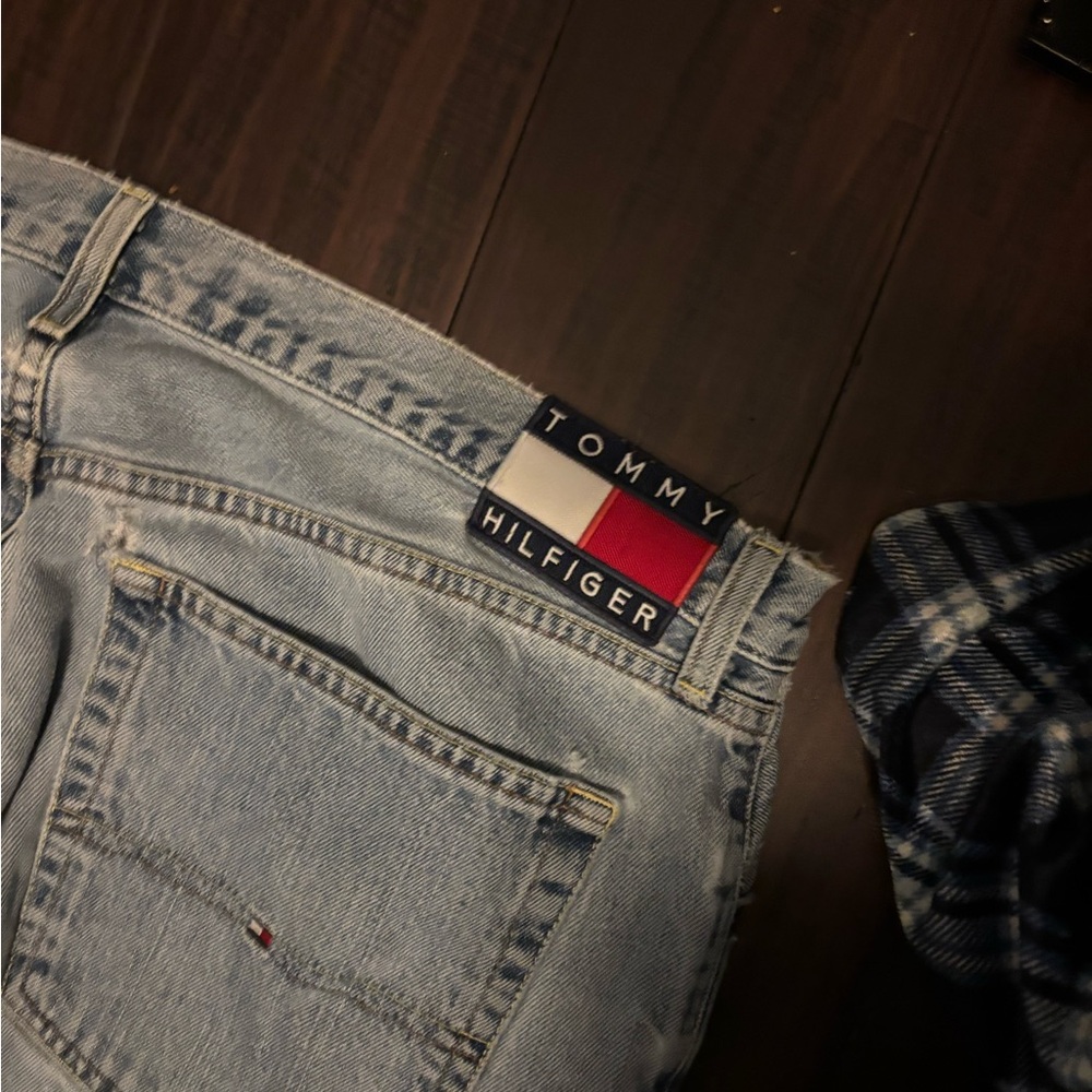 vintage 2000s baggy light blue y2k Tommy Jeans